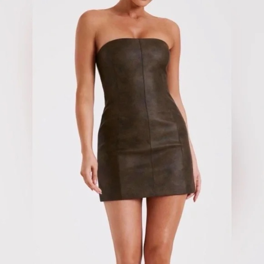 Meshki Pamela Faux Leather Mini Dress NWT